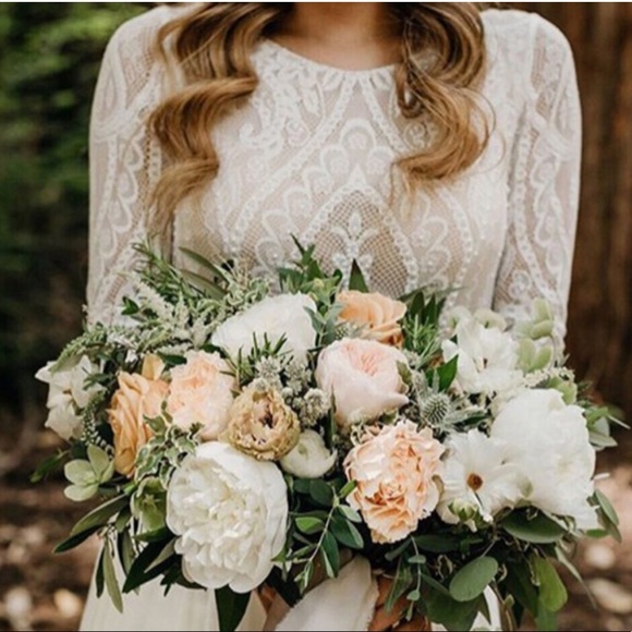 Long Sleeve Backless Lace Wedding Dress - Picture 2 of 16